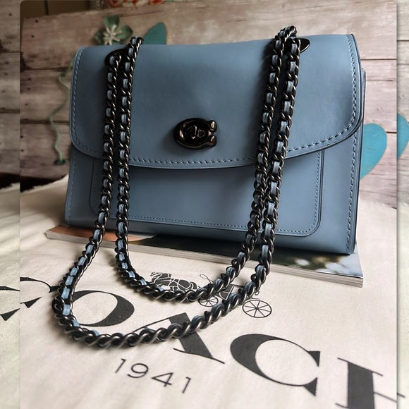 COACH SLATE BLUE & GUNMETAL CROSSBODY PARKER BAG 26852 - Picture 3 of 17